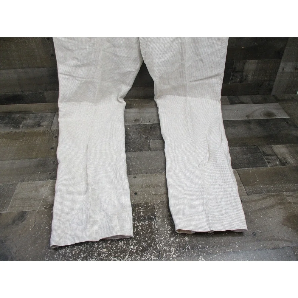 J Crew Thompson Pants Mens 36x32 Beige Tapered 100% Linen Dress Slacks Formal